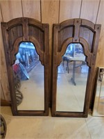 2 Plastic Wood-look Mirrors