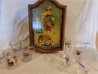 Blatz Beer Plaque and 7 Beer Glasses/Mugs