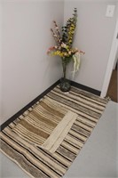 Glass Vase With Flowers  & (2) Area Rugs