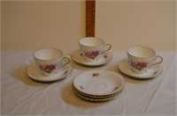 3 tea cups and 6 saucers