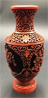 Vintage Cinnabar SIGNED Vase