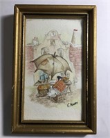 Vintage Art Painting Watercolor Signed C. HENRY