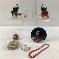 Jewelry, Glass Figures, etc.
