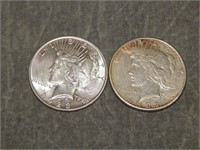 1922 S & 1923 Peace 90% SILVER Dollars