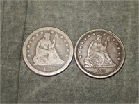 1861 & 1877 S Seated Liberty 90% SILVER Quarters