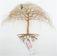 Very unique turned brass wire figural tree wall