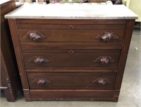 Marble 3-Drawer Chest w/Carved Pulls