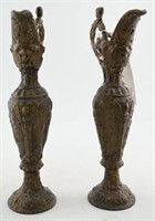Pair of decorated ewer table accents 15”