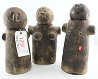 (3) pottery figural jugs with removable ball