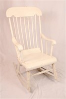 WHITE PAINTED VINTAGE HIGH BACK ROCKING CHAIR