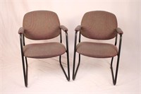 TWO BURGUNDY FABRIC OFFICE CHAIRS 33" TALL X 22"