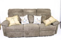 DOUBLE RECLINING GREEN 3 SEAT SOFA COUCH