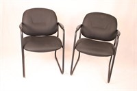 TWO BLACK FABRIC OFFICE CHAIRS
