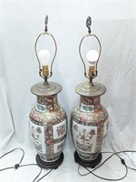 Set Of Two Large Japanese Satsuma Style Lamps