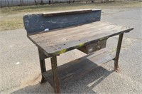 Heavy Duty Wood and Metal Work Bench with drawer