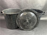 Black & White Speckled Enamelware Pot