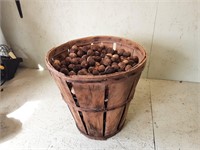 Old Wooden Basket Full of Wallnuts