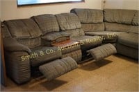 SECTIONAL COUCH W/2 RECLINERS & STORAGE