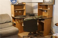 OFFICE DESK WITH CHAIR AND CONTENTS