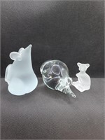 Frosted & Clear Glass Mice Figurines