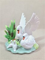 Beautiful White Swan Family Figurine