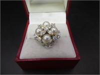 Sarah Coventry Pearl Cocktail Ring Size5.5