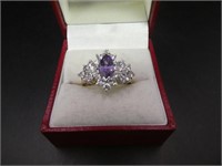 Gold Plated .925 Amethyst Cocktail Ring 8