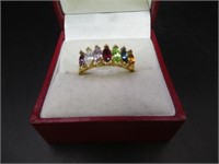 Gold Plated Multi Stone Ring Size 7.5