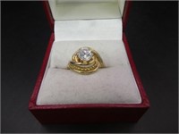 Gold Plated Cocktail Ring Size 5.5