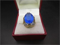 18 K Gold Plated Blue Stone Size 7