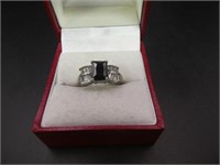 Black Stone Silver Ring Size 7