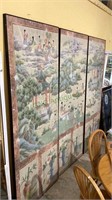 Amazing hand-painted three-piece Japanese wall