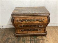 CARVED CHERRY BOMB CHEST WITH 3 DRAWERS