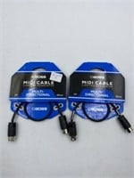 (2) BOSS 1 FT MULTI-DIRECTIONAL MIDI CABLE