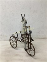 METAL HUMOROUS GOAT ON TRICYCLE  LAWN ART