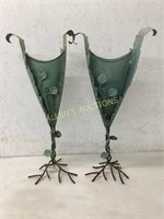 2 METAL VASES LAWN ART