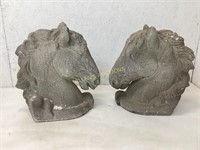 2 HORSE HEAD STATUES