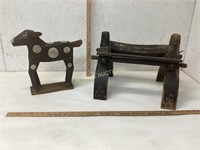 WOODEN COW AND  SMALL CAMEL SEAT