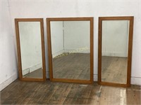 3 WOODEN FRAMED WALL MIRRORS