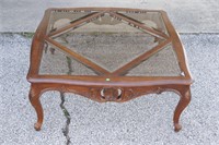 Wood Coffee Table with Glass Top