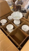 Six Indiana glass milk glass candleholders