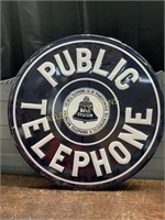 METAL PUBLIC TELEPHONE SIGN