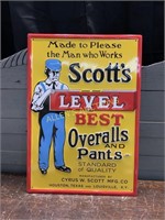 "SCOTTS OVERALL PANTS" METAL SIGN