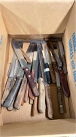 Large assortment of wooden handled knives