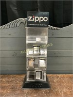 ZIPPO DISPLAY CASE WITH 5 ZIPPO LIGHTERS