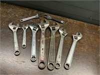 9 ADJUSTABLE WRENCHES