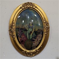 English Military Oval Reverse Painting on Glass