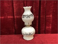 Currier & Ives 13.5" Milk Glass Oil Lamp