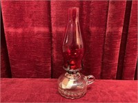 Lamplight 11.5" Flashed Red Oil Finger Lamp