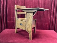 Antique Wood School Desk - 19.5" x 27" x 28"